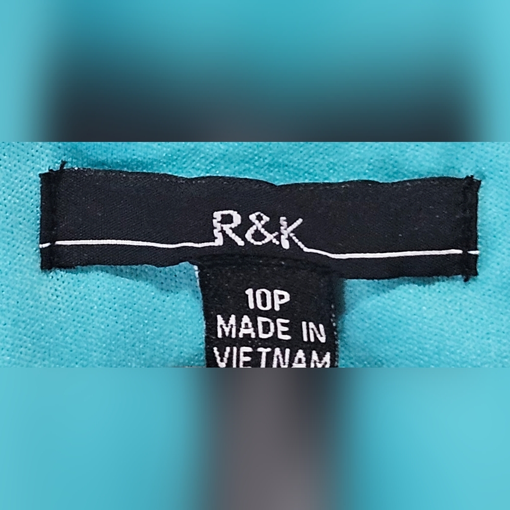 R&K Aqua Turquoise Blue Cap Sleeve Fit & Flare Dress Size 10P - Picture 8 of 11
